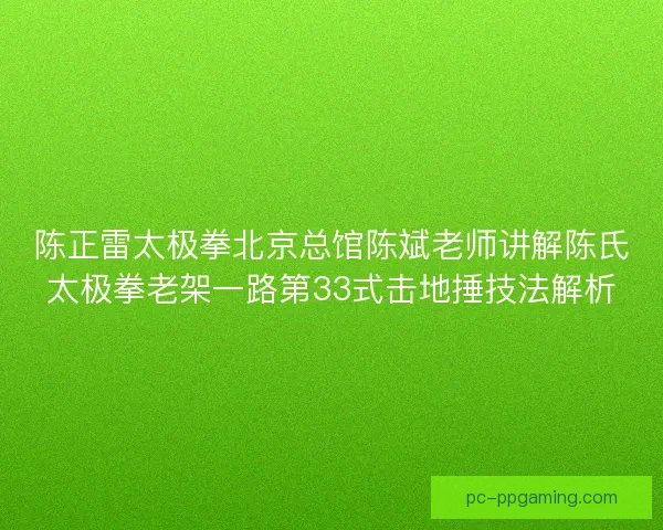 陈正雷太极拳北京总馆陈斌老师讲解陈氏太极拳老架一路第33式击地捶技法解析