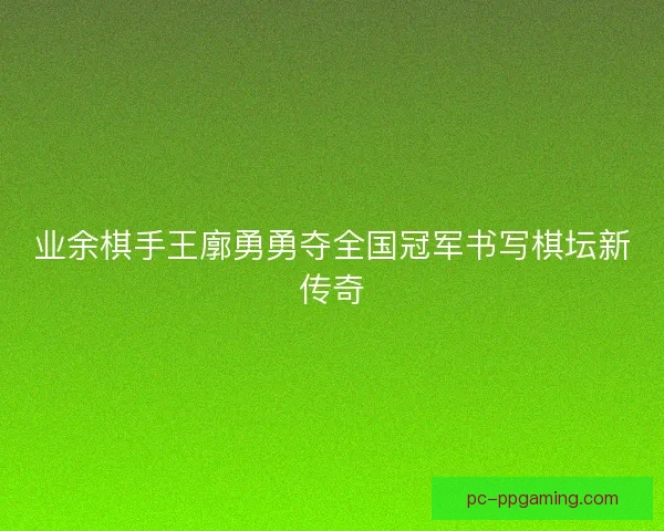 业余棋手王廓勇勇夺全国冠军书写棋坛新传奇